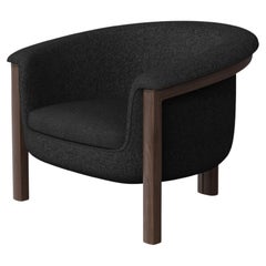 Moderner Agnes-Sessel aus Nussbaumholz, schwarzer Wollstoff
