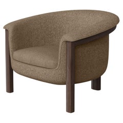 Modern Agnes Armchair in Walnut, Brown Wool Fabric