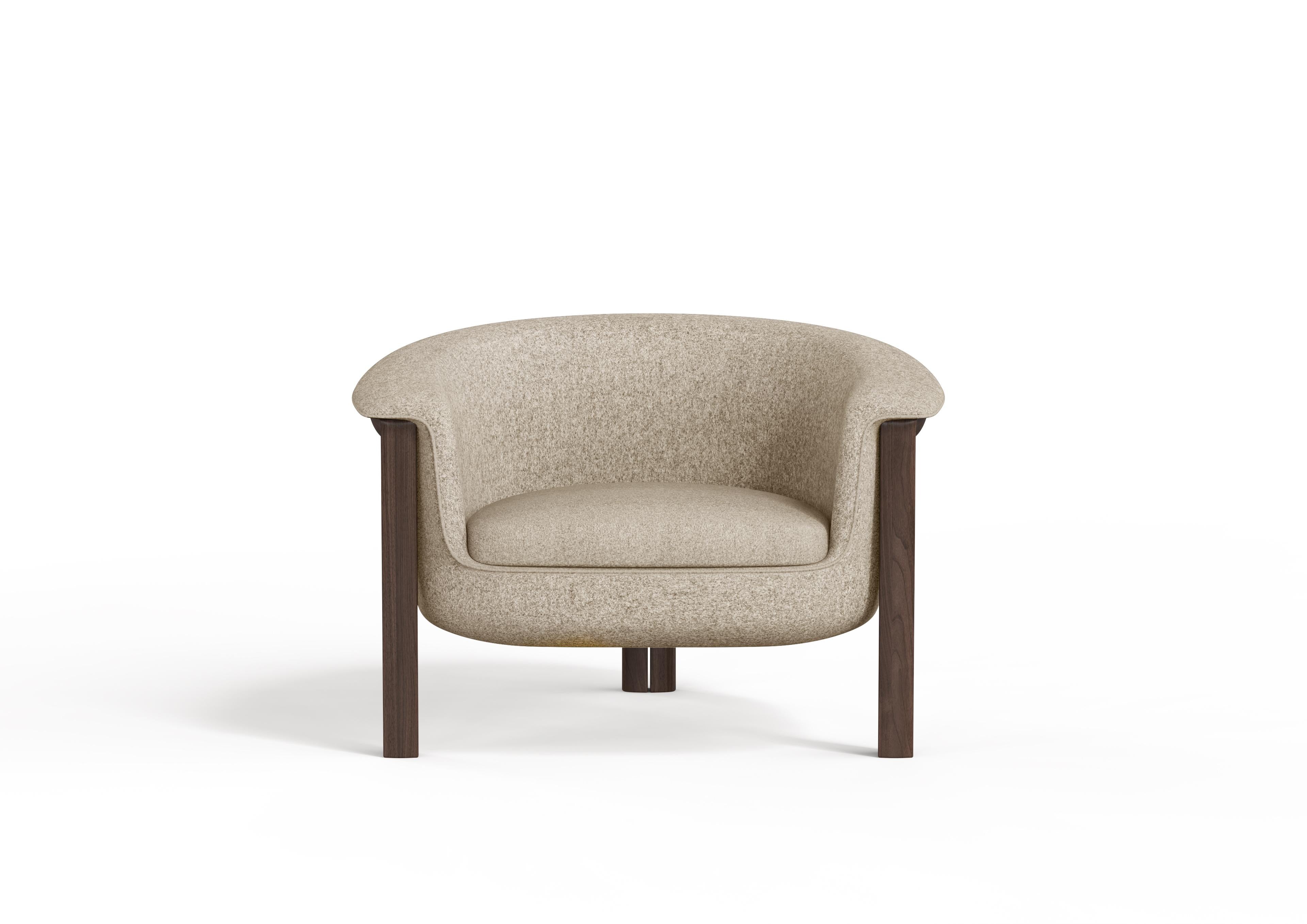 Autre The Moderns Agnes Armchair in Walnut, Cream Wool Fabric en vente