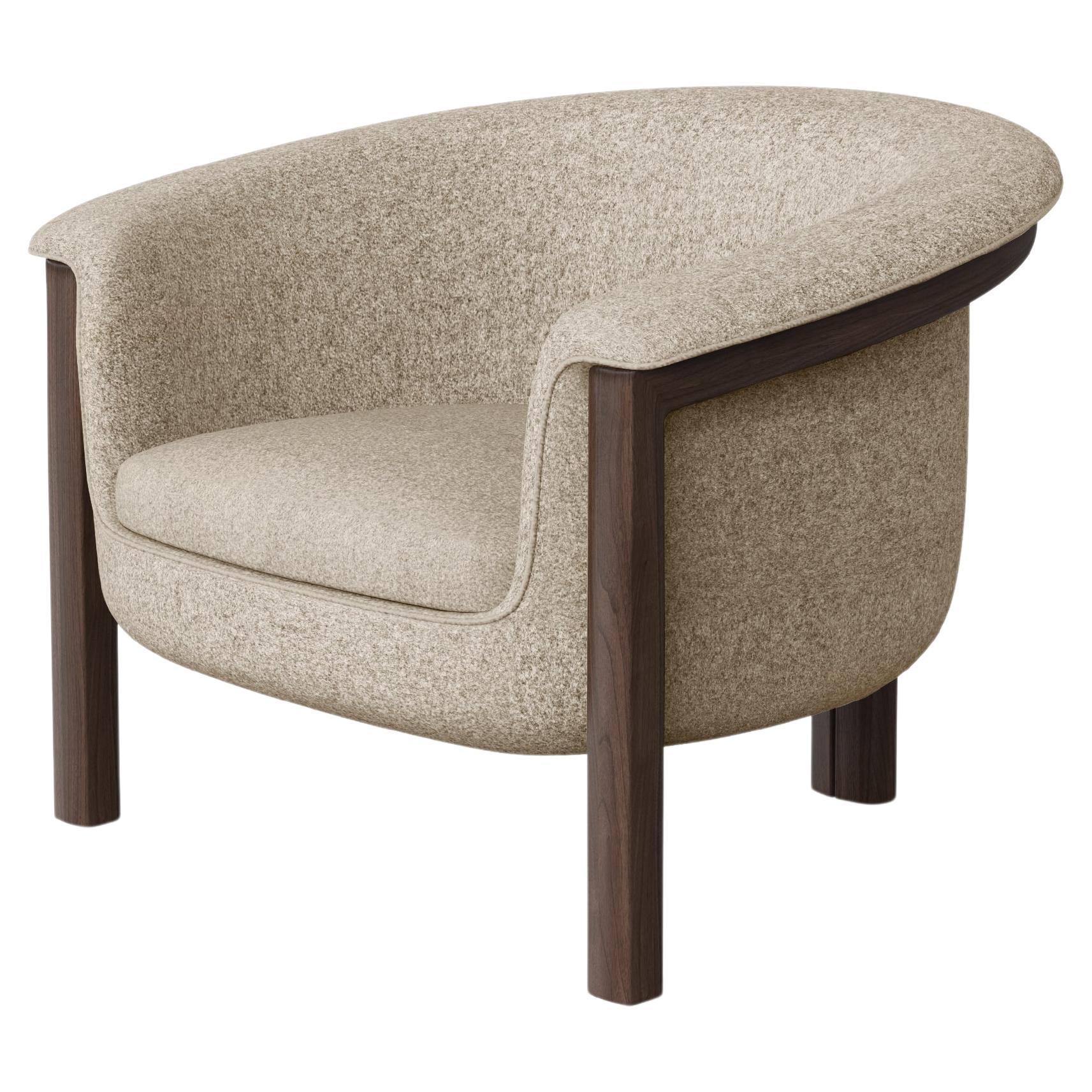 Modern Agnes Armchair in Walnut, Cream Wool Fabric