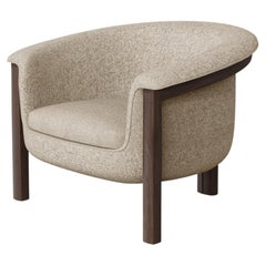 Moderner Agnes-Sessel aus Nussbaumholz, cremefarbenem Wollstoff