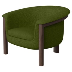 Moderner Agnes-Sessel aus Nussbaumholz, grünem Wollstoff