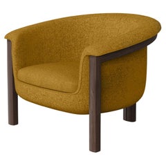 Modern Agnes Armchair in Walnut, Mustard Wool Fabric