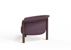 Modern Agnes Armchair in Walnut, Purple Wool Fabric