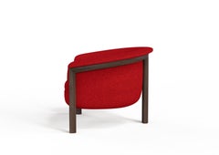 Customizable Modern Agnes Armchair in Walnut and Red Wool Fabric