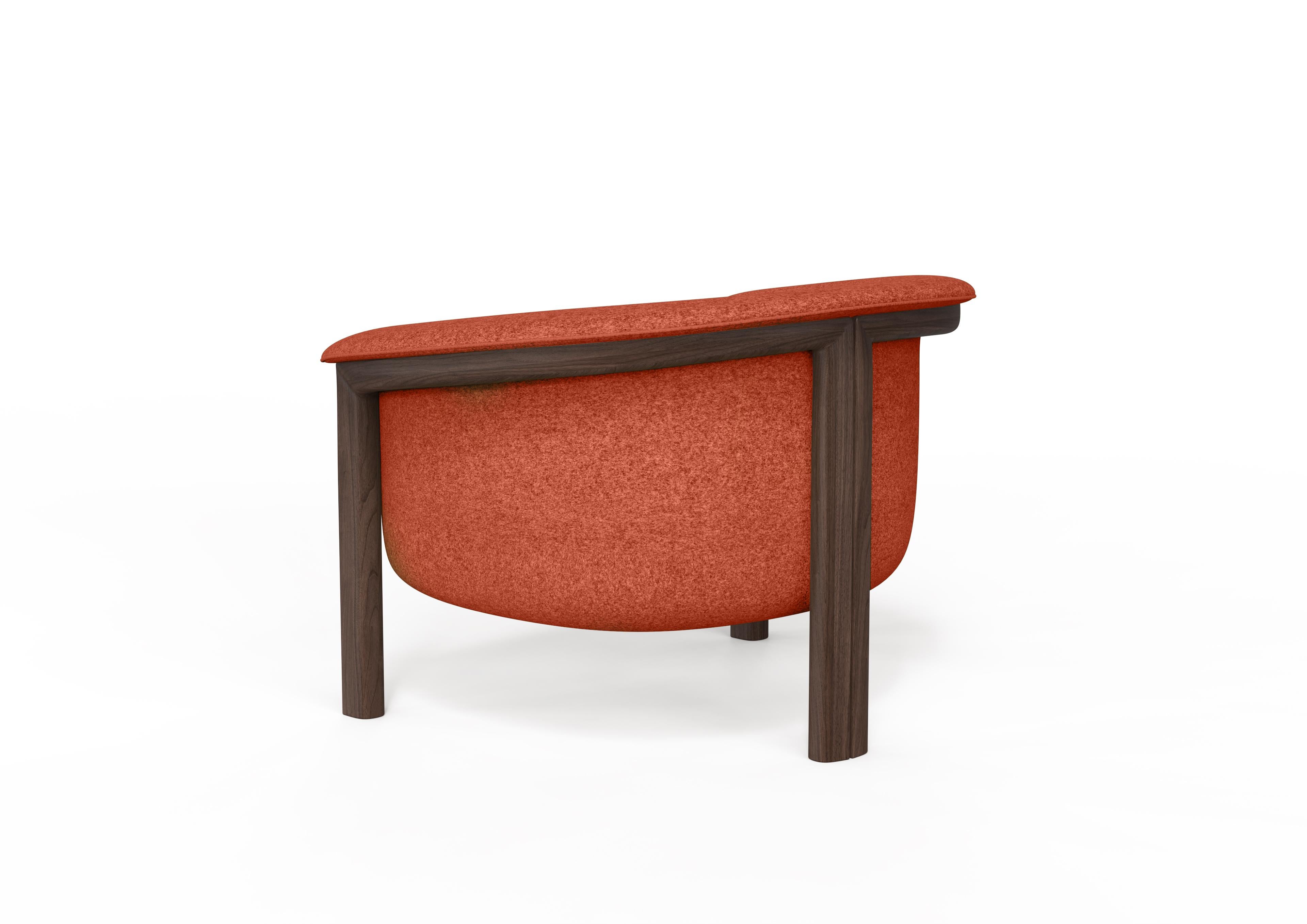 Autre The Moderns Agnes Armchair in Walnut, Salmon Wool Fabric en vente