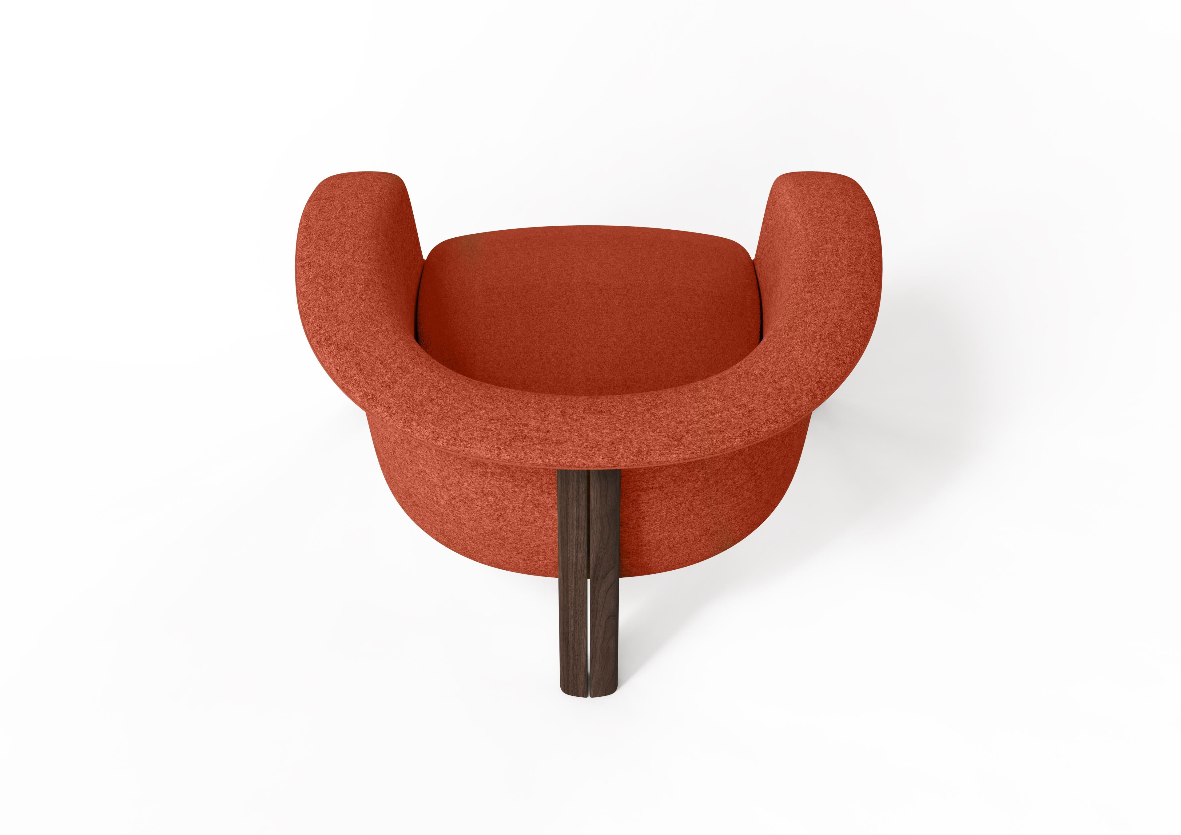 Portugais The Moderns Agnes Armchair in Walnut, Salmon Wool Fabric en vente