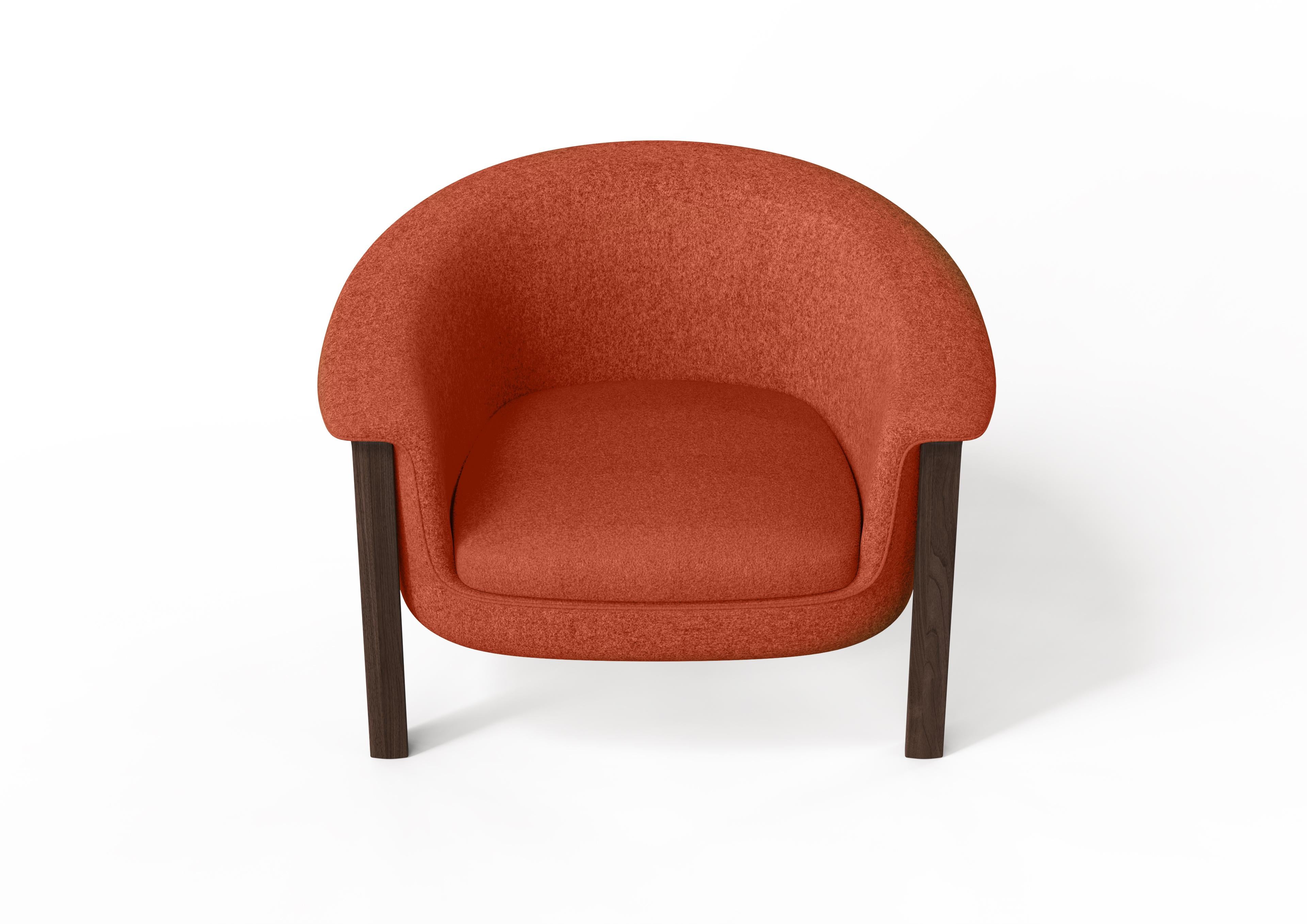 XXIe siècle et contemporain The Moderns Agnes Armchair in Walnut, Salmon Wool Fabric en vente