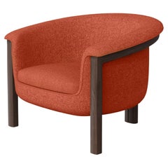 The Moderns Agnes Armchair in Walnut, Salmon Wool Fabric