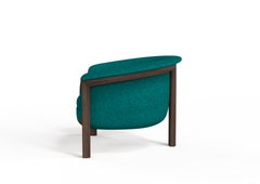 Modern Agnes Armchair in Walnut, Teal Wool Fabric