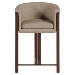 Modern Agnes Bar Stool in Walnut and Teal Wool Fabric