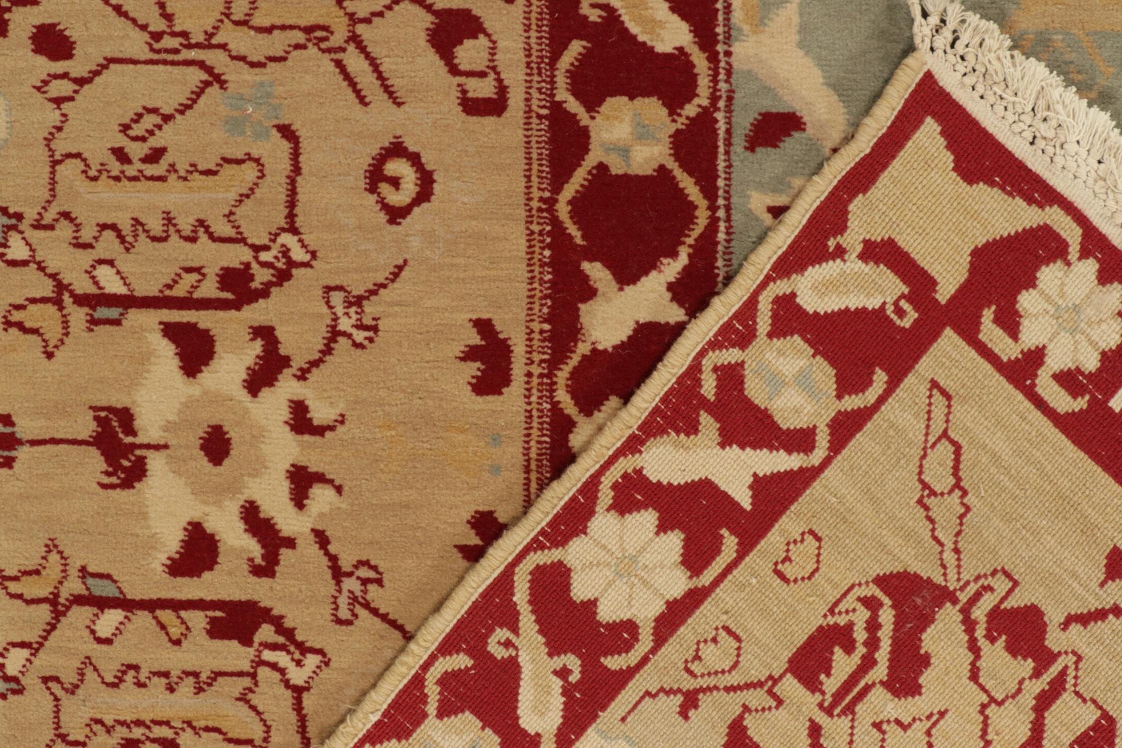 Alfombra clásica estilo Agra de Rug & Kilim en azul con motivos florales rojos y dorados Lana en venta