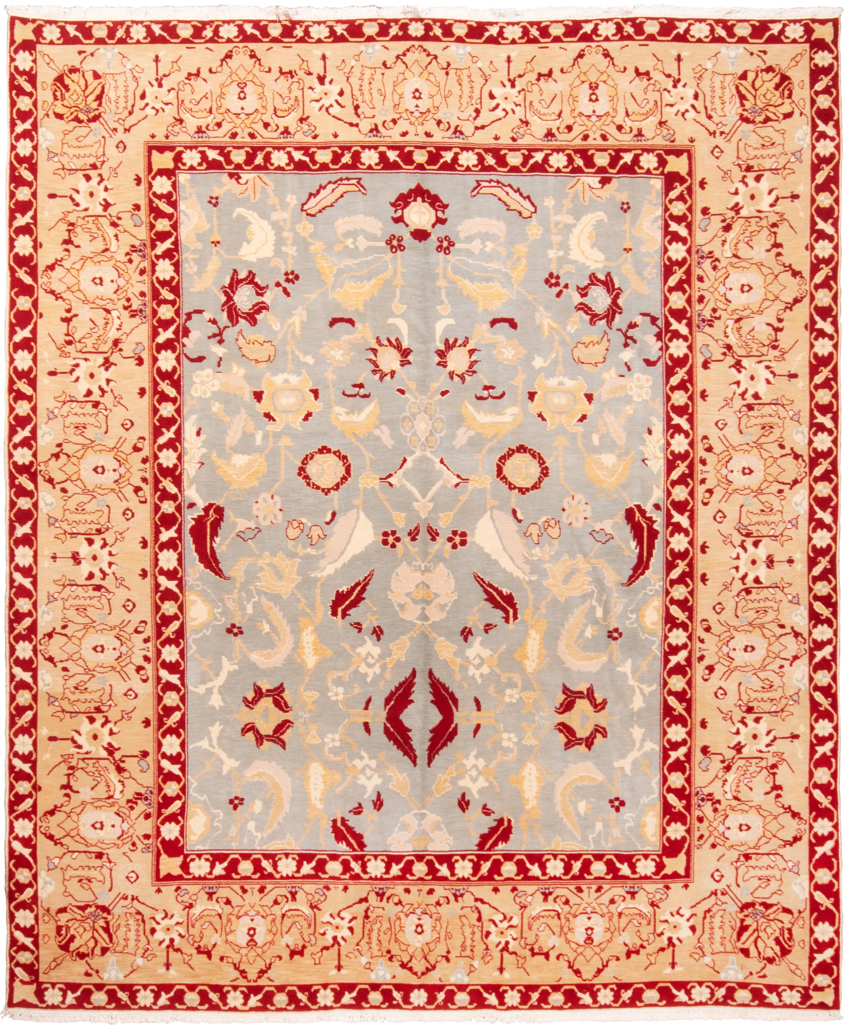 Originating from India, this modern transitional Agra rug from Rug & Kilim enjoys an acclaimed antique design in its all-over field pattern. Hand knotted in high quality wool, the luminous blue background features a finely drawn Herati pattern, also