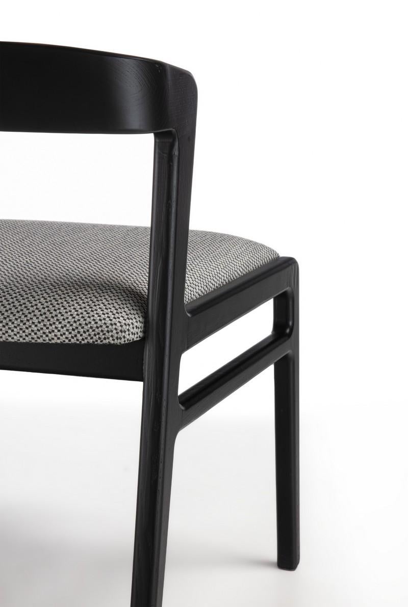 Fabric Modern Aida chair in solid wood dark finish For Sale