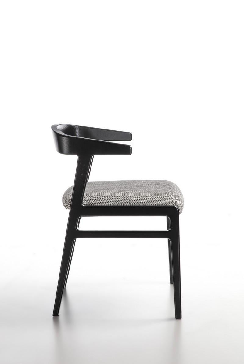 Italian Modern Aida small armchair in solid wood dark finish For Sale
