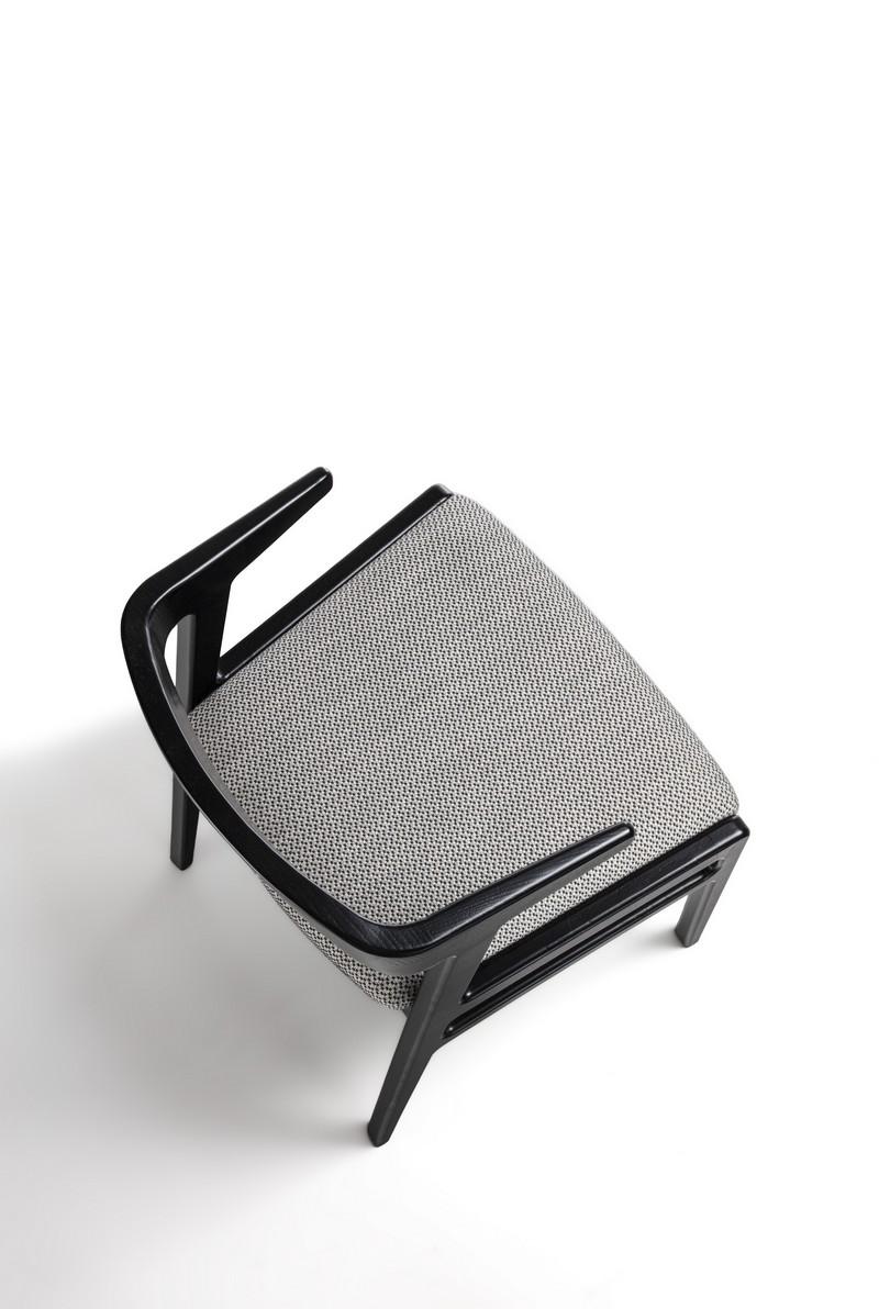 Contemporary Modern Aida small armchair in solid wood dark finish For Sale