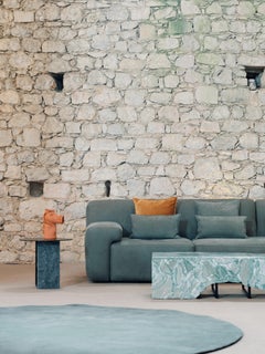 Mid-Century Modern Aire Marble Coffee Table, Verde Antigua, Handmade Greenapple