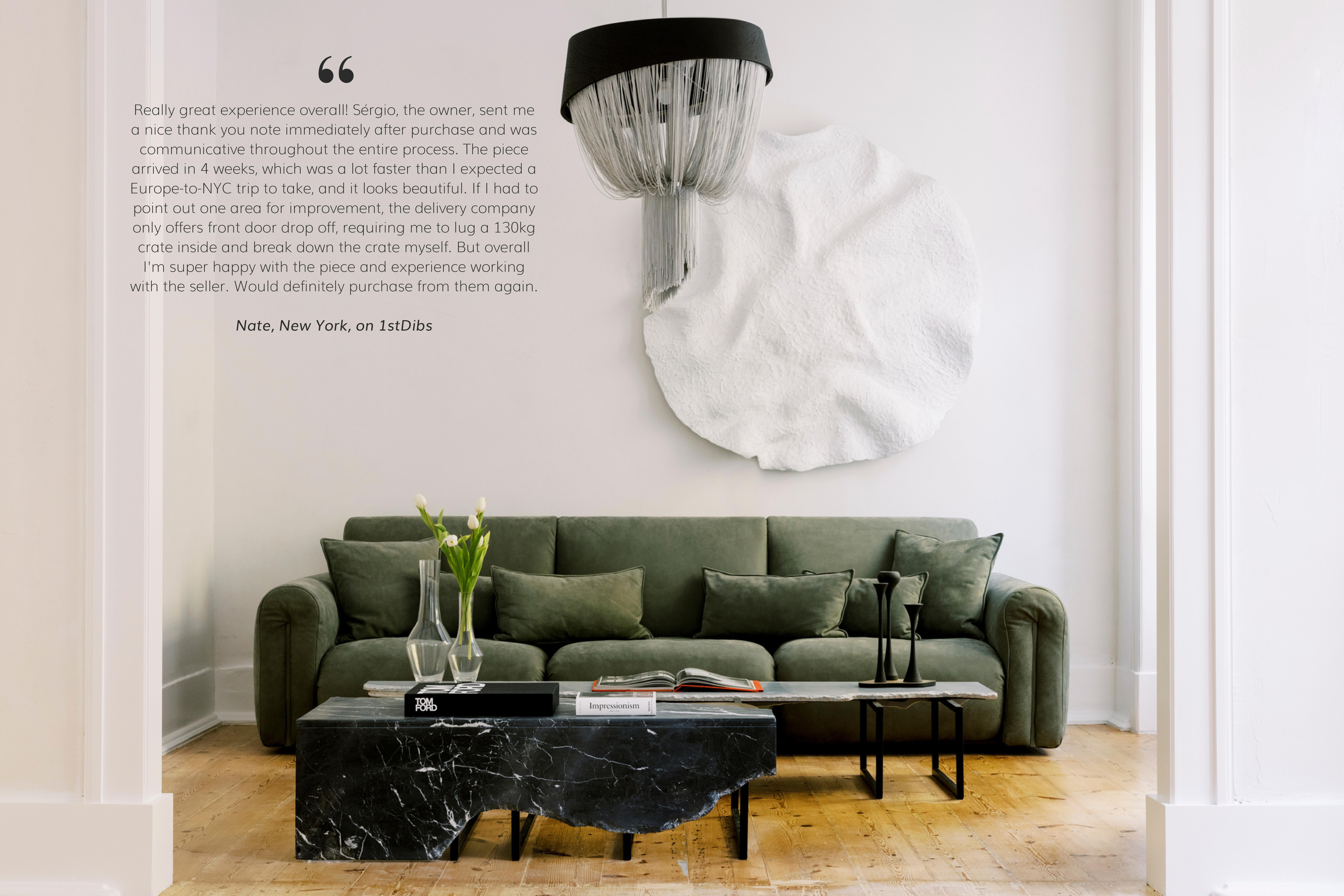 Moderner Aire-Couchtisch, Nero Marquina-Marmor, handgefertigt Portugal von Greenapple im Angebot 2