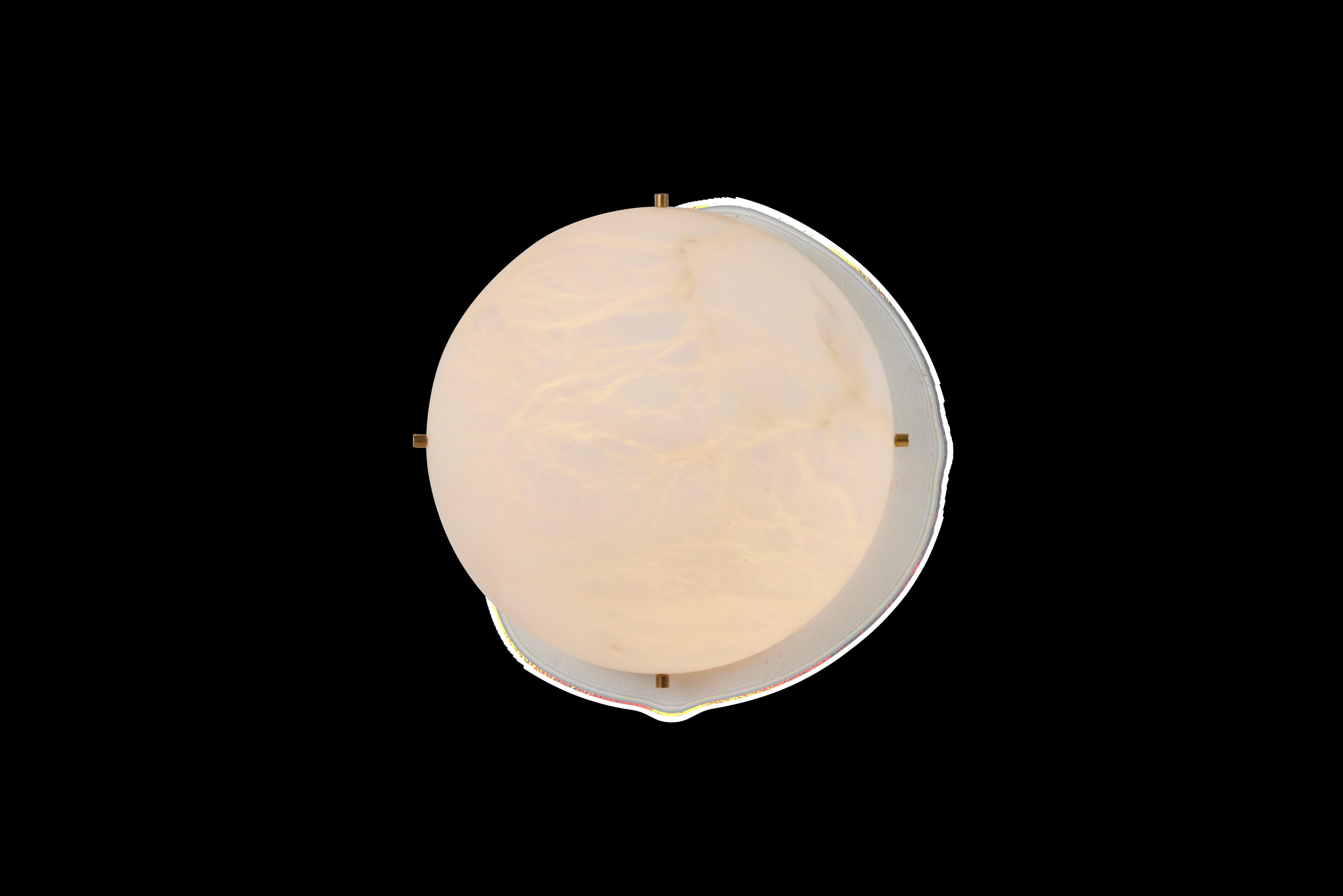Spanish Modern Alabaster and Brass Moon Light Sconce by Denis de La Mesiere
