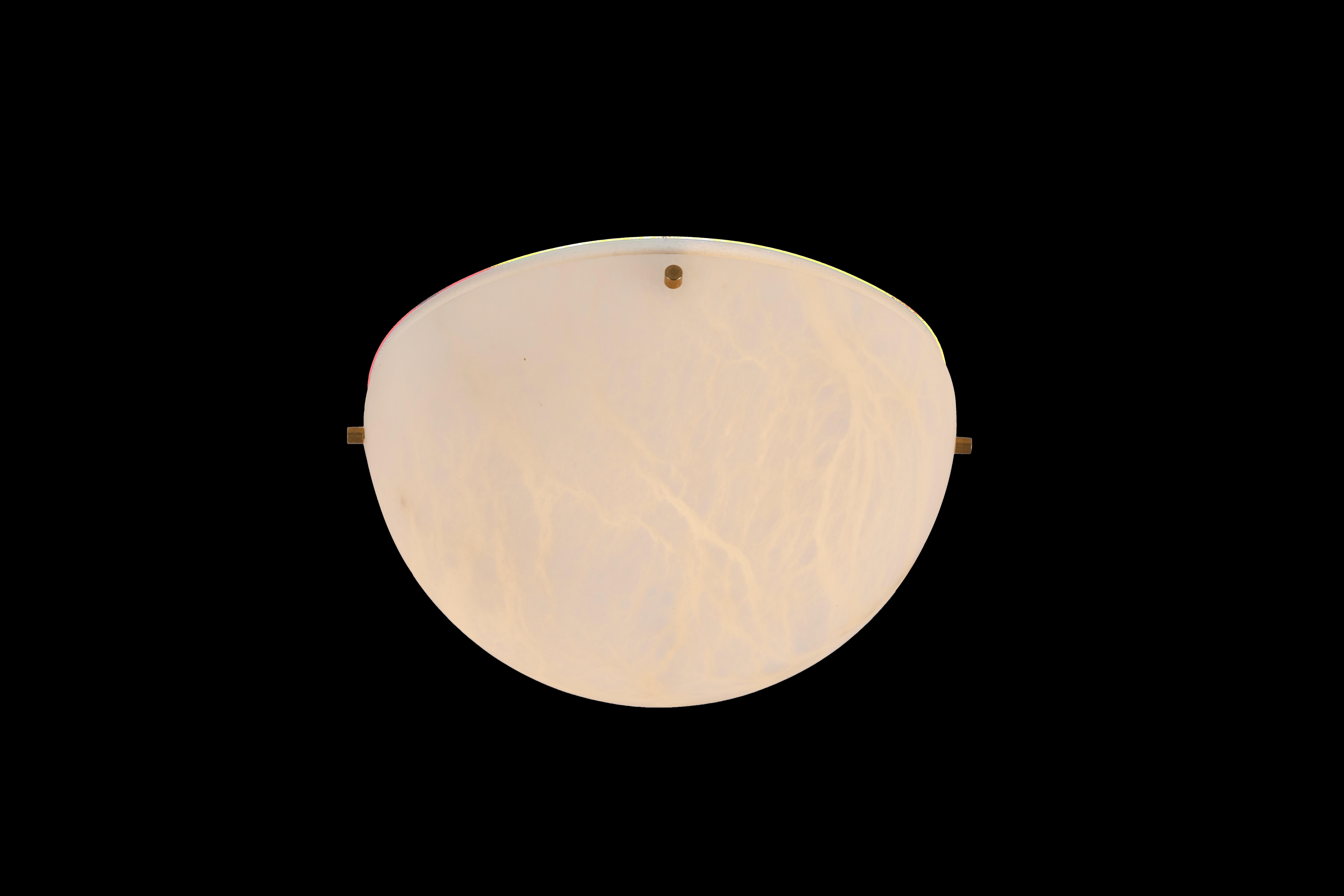 Modern Alabaster and Brass Moon Light Sconce by Denis de La Mesiere In Excellent Condition In Pasadena, CA