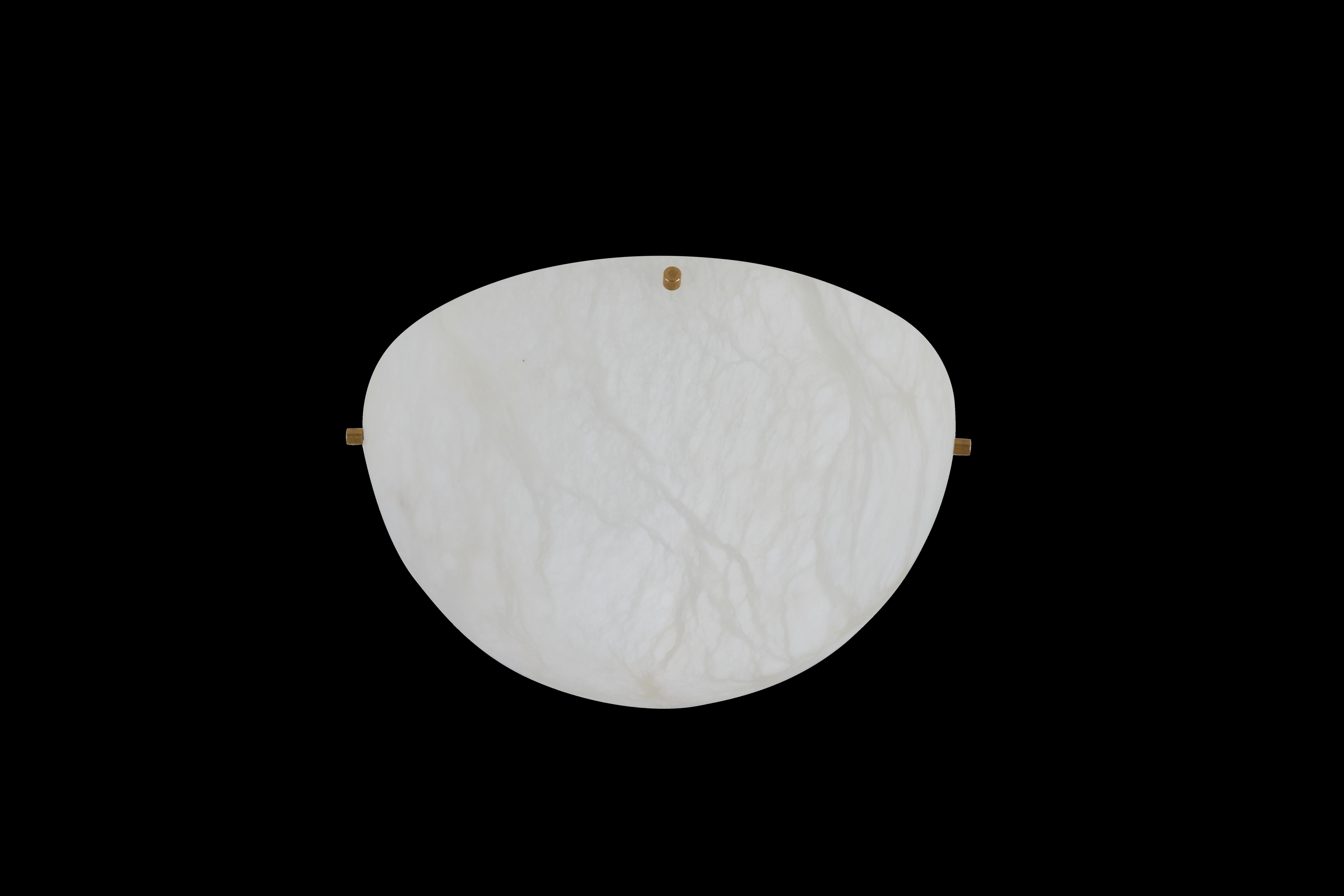 Contemporary Modern Alabaster and Brass Moon Light Sconce by Denis de La Mesiere
