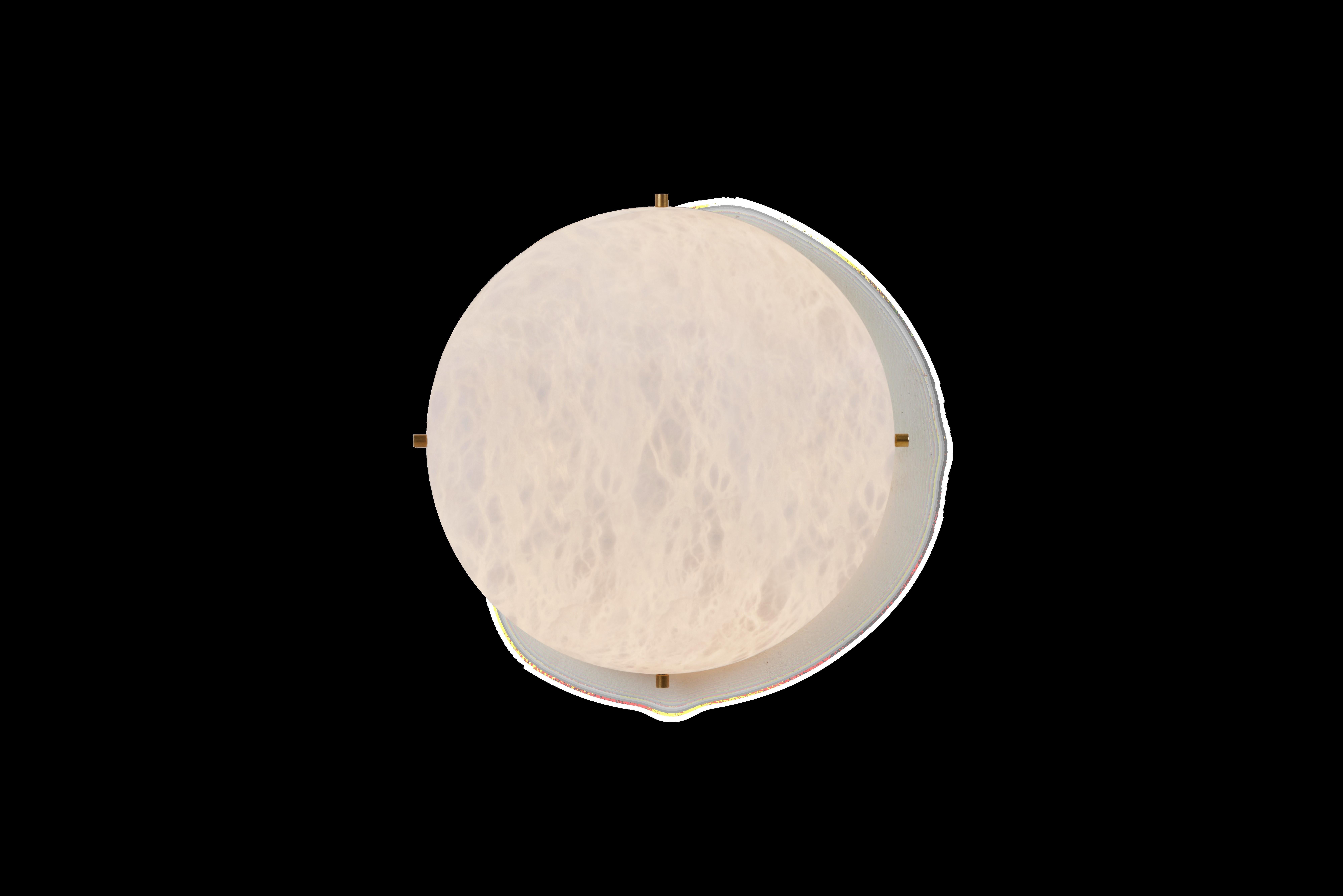Modern Alabaster and Brass Moon Light Sconce by Denis de La Mesiere 2