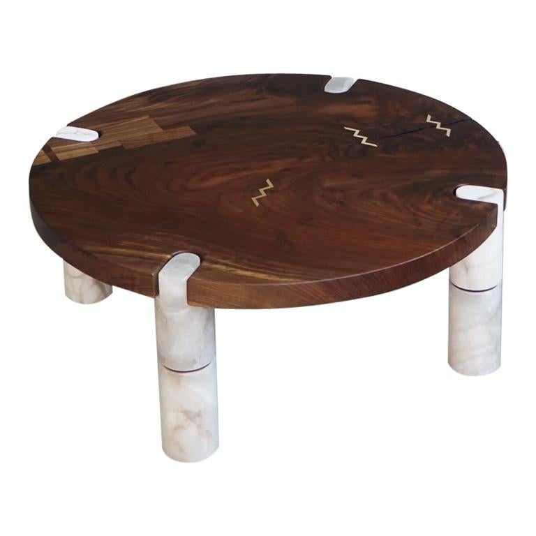 Modern Alabaster Coffee Table Nº1 Claro Walnut Slab by Swell Studio For Sale