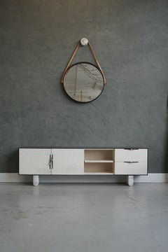 Crédence moderne Swell en acier, albâtre et érable blanchi de Swell Studio