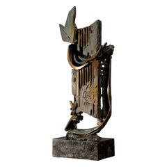 Sculpture moderne en bronze abstrait signée Aldo Caron
