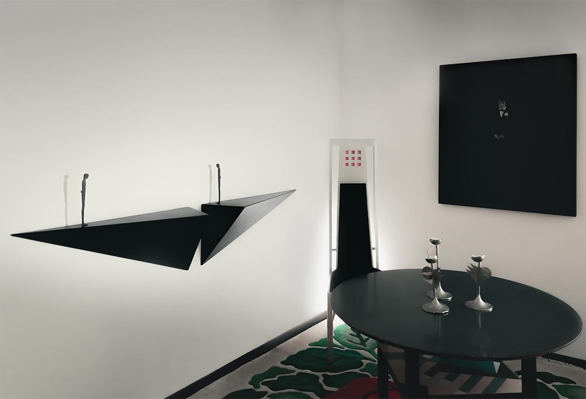 Modern Alex Pinna for Dilmos Shelf Suspended Console Patinated Waxed Metal In New Condition For Sale In Milan, IT