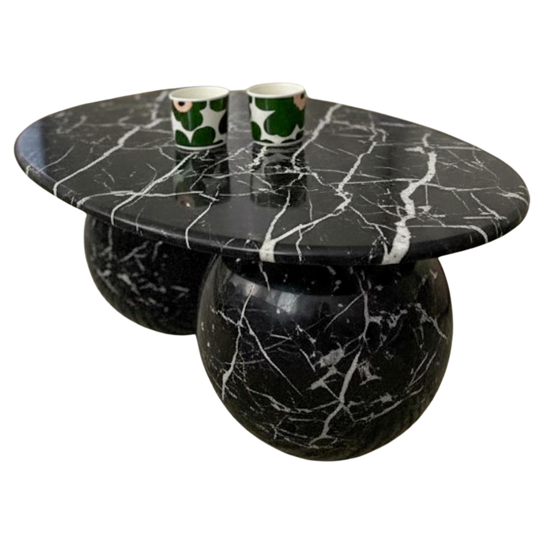 Modern Alexander Black Marble Coffee Table - Marble End Table - Side Table For Sale