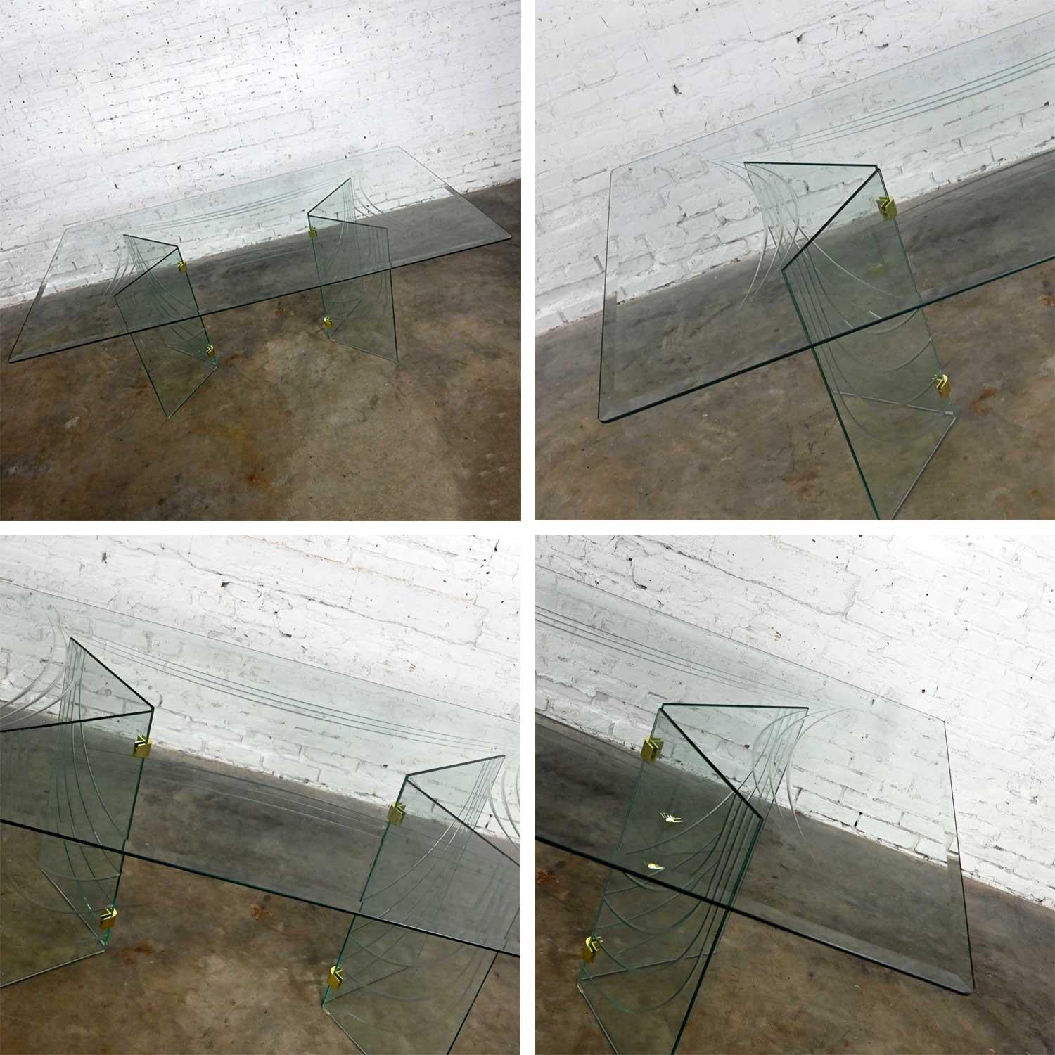 Moderner moderner Esstisch aus Glas mit doppeltem Sockel im Stil der Pace-Kollektion im Angebot 5