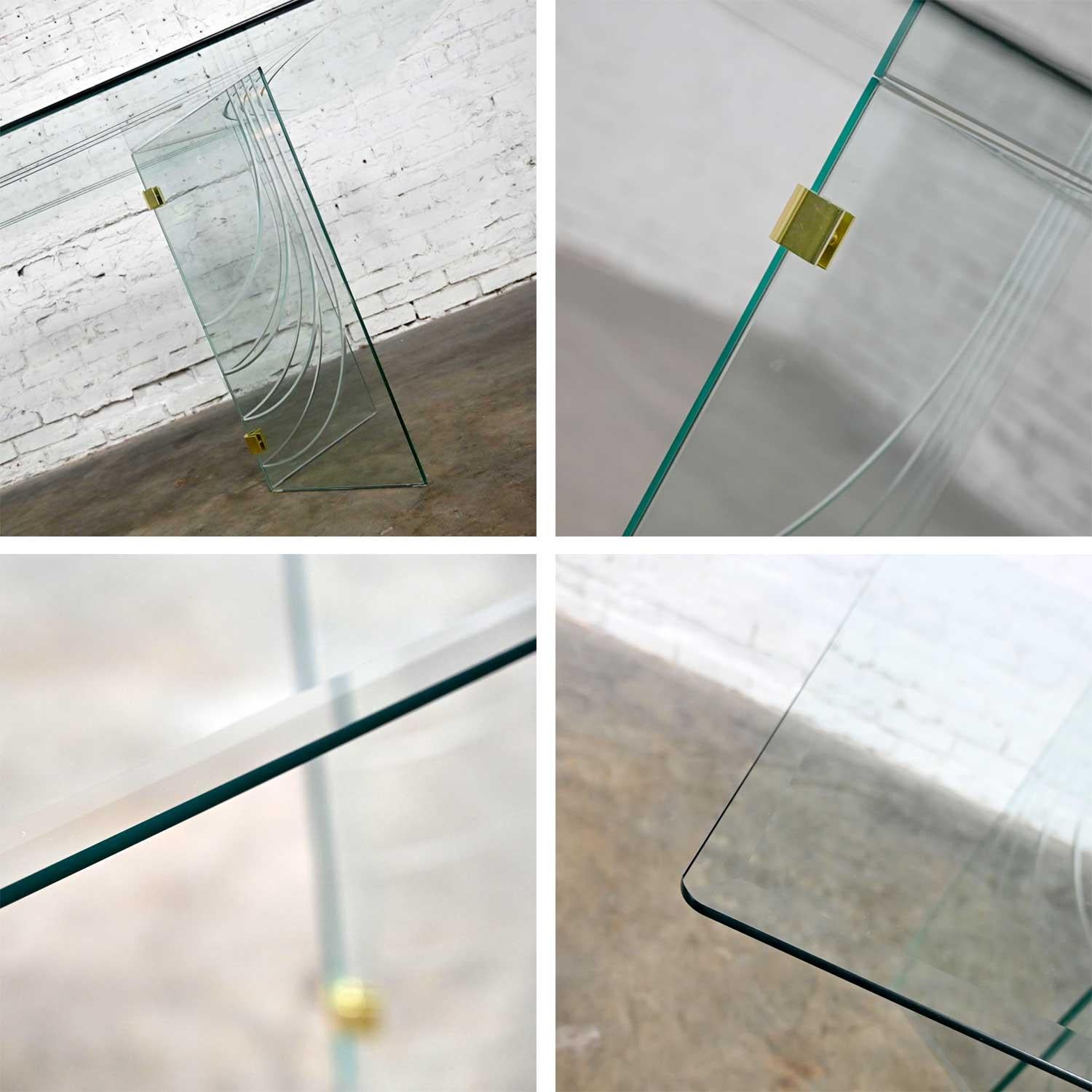 Modern All Glass Dining Table V Double Pedestal Base Style The Pace Collection For Sale 4