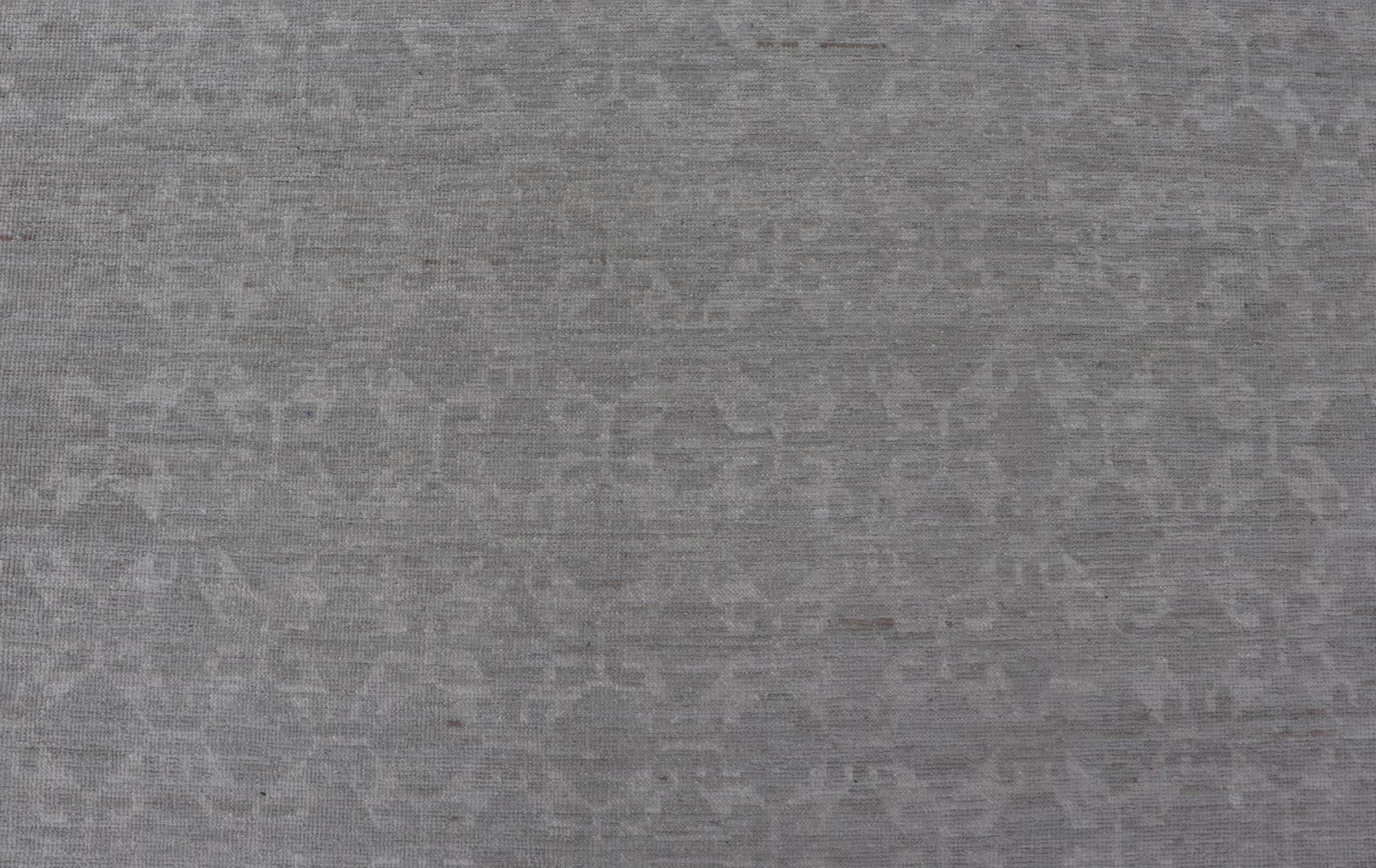 Modern All-Over Tribal Motif Khotan Area Rug in Muted Gray and Cream Tones In New Condition For Sale In Atlanta, GA