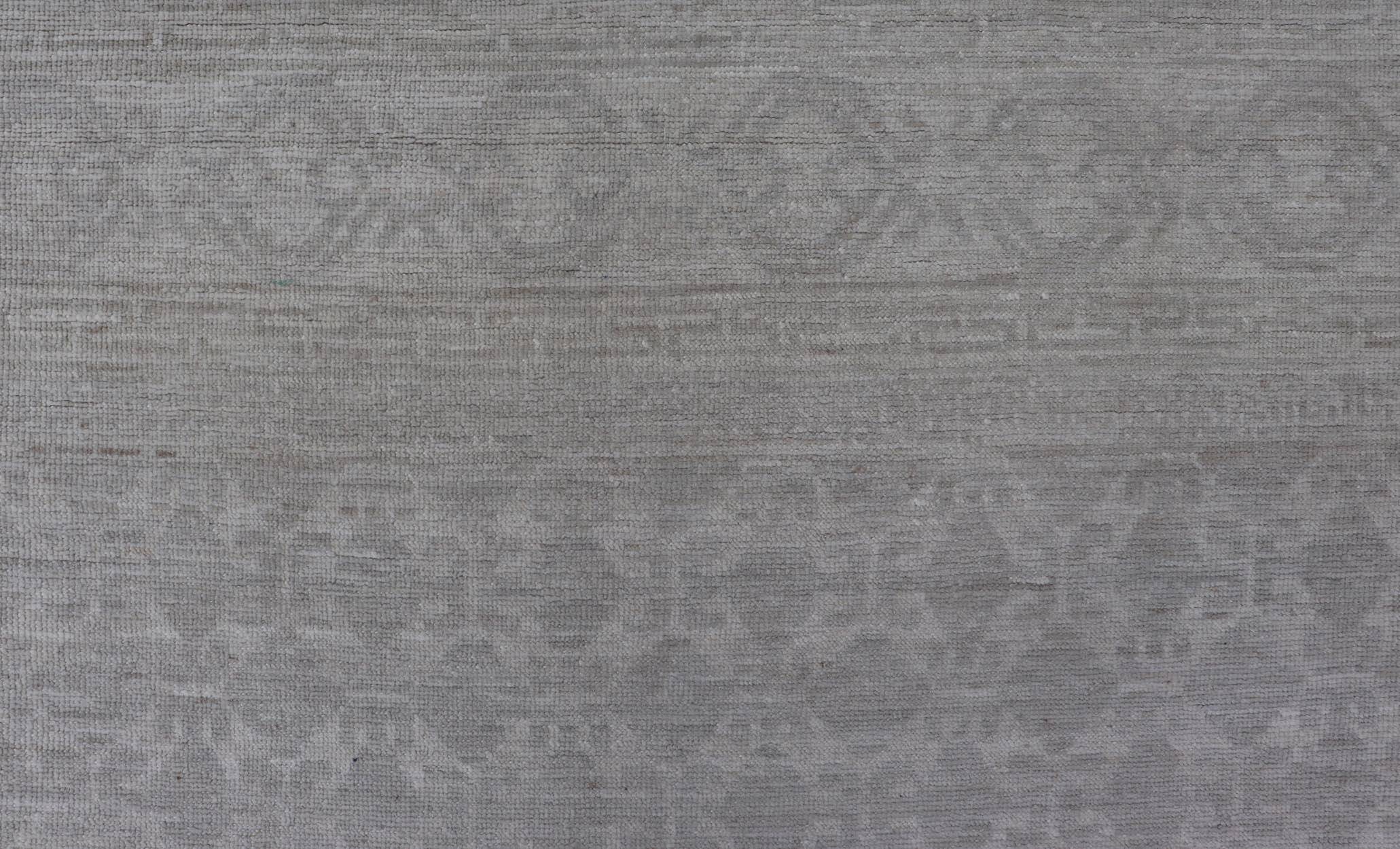 Contemporary Modern All-Over Tribal Motif Khotan Area Rug in Muted Gray and Cream Tones For Sale