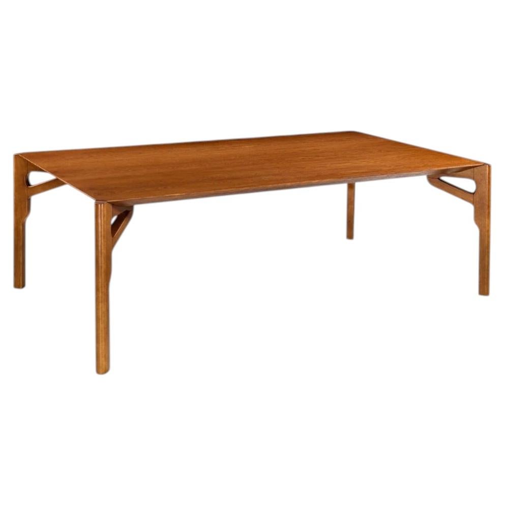 Modern Almond Oak Dining Table 87 in, Contemporary Wood Dining Table