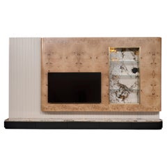 Modern Almond TV Wall Unit Patagonia Granite Oak Handmade Portugal by Greenapple