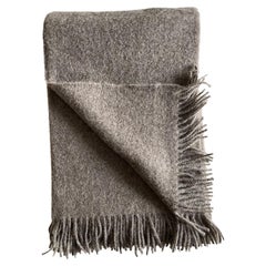 Modern Alpaca and Wool Throw in Earthy Mushroom