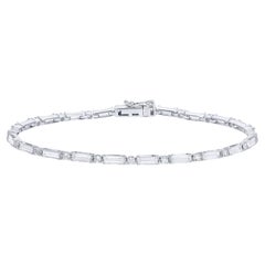 Bracelet tennis moderne alternant diamants 2,9 carats au total en or blanc 18 carats