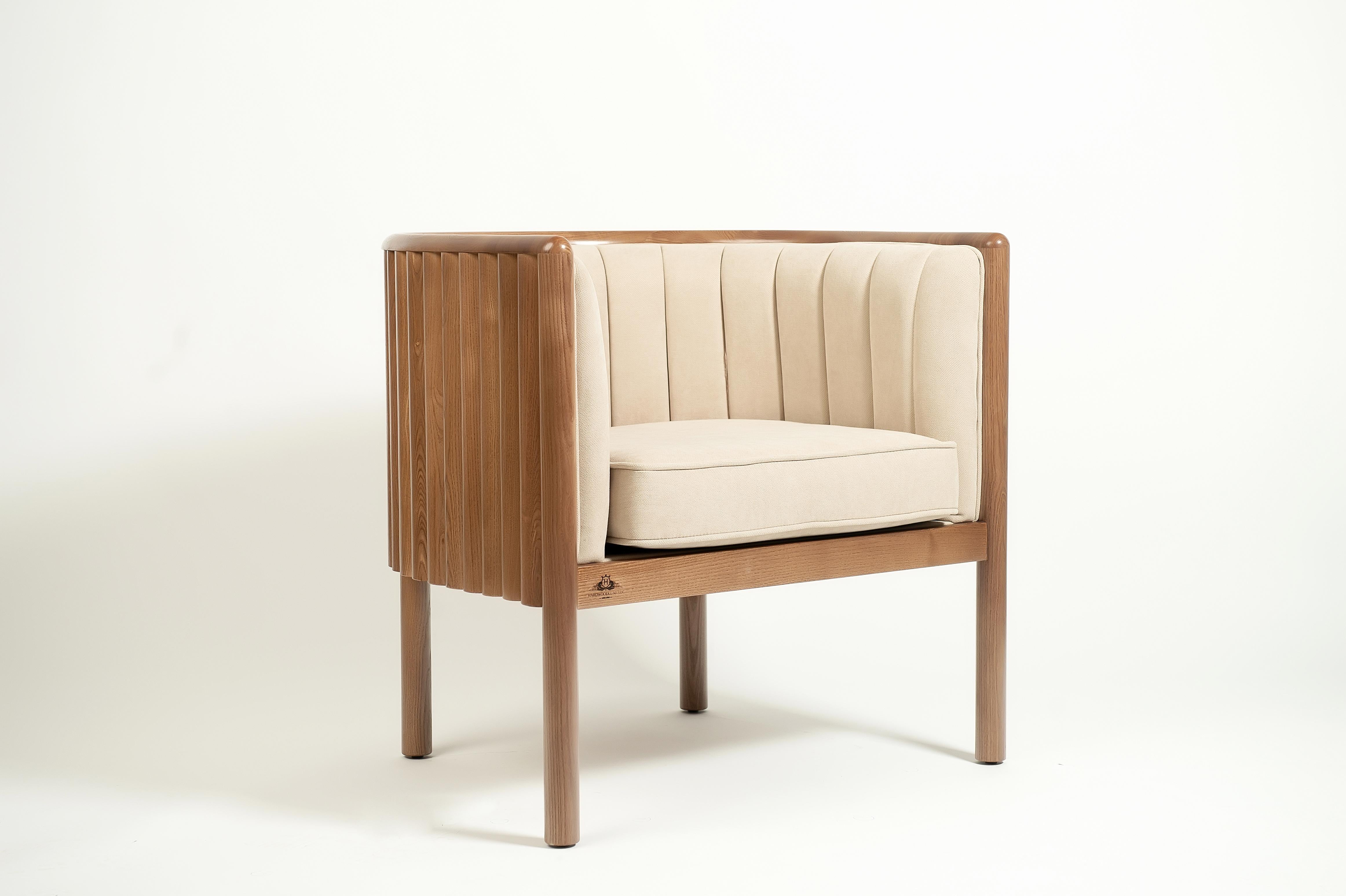 Modern Alton Wood Beige Armchair For Sale 9