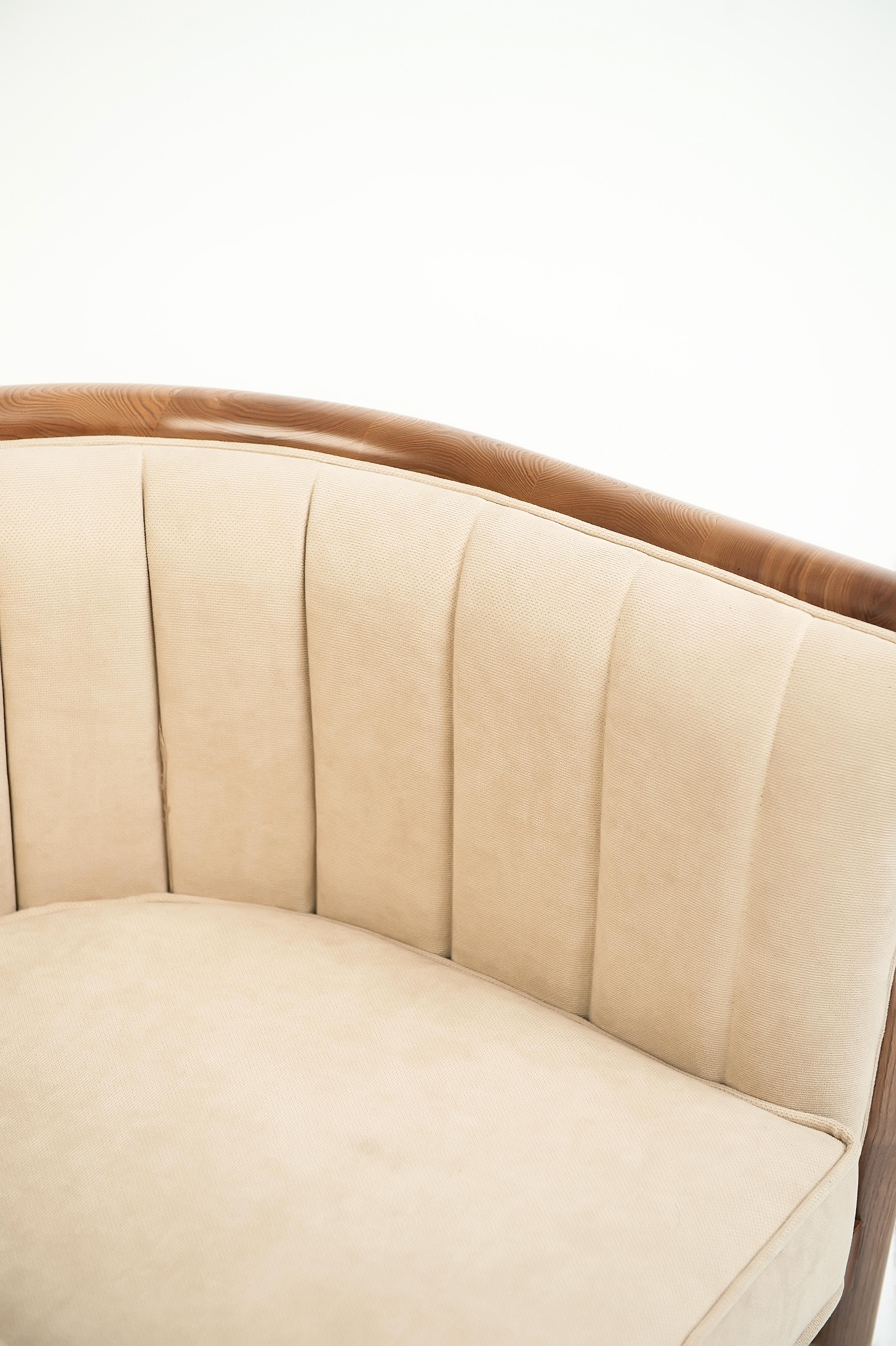 Modern Alton Wood Beige Armchair For Sale 14