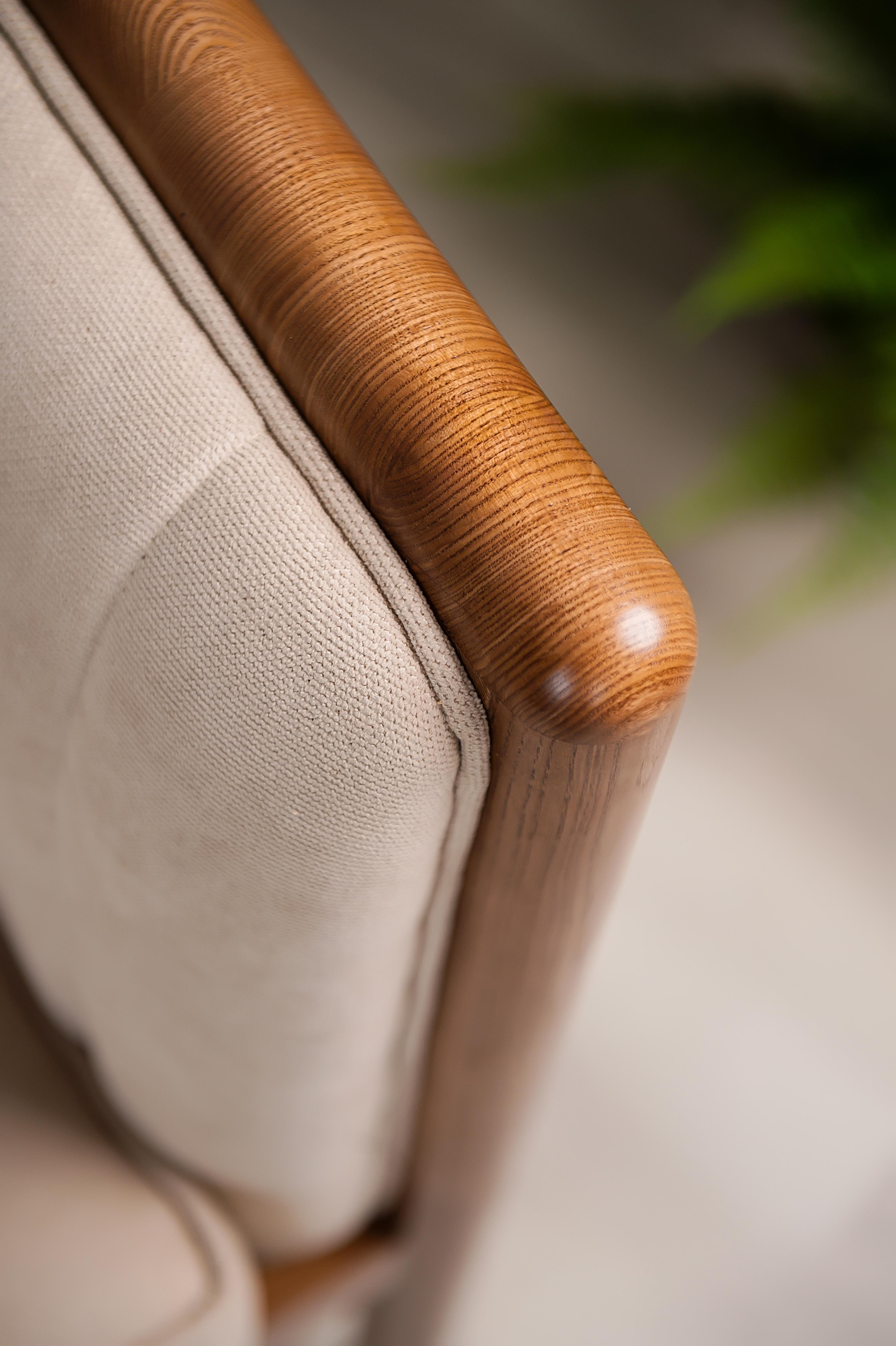 Modern Alton Wood Beige Armchair For Sale 2