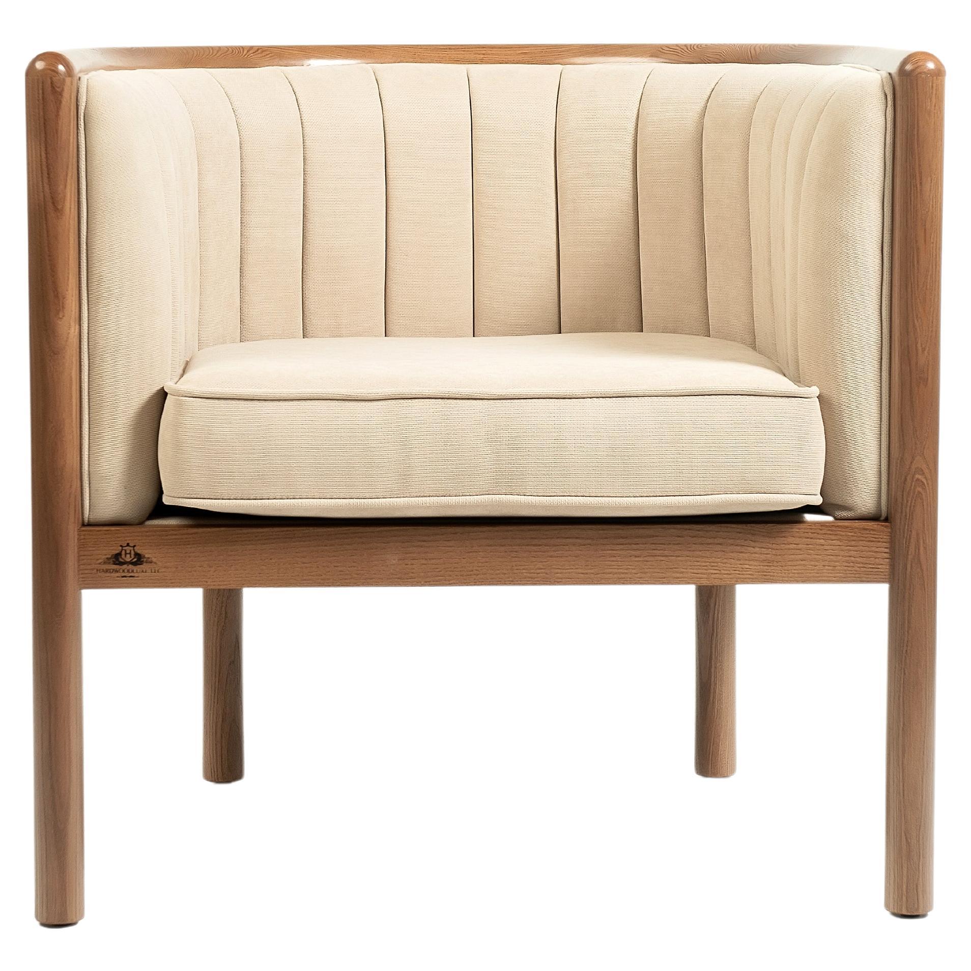 Modern Alton Wood Beige Armchair For Sale