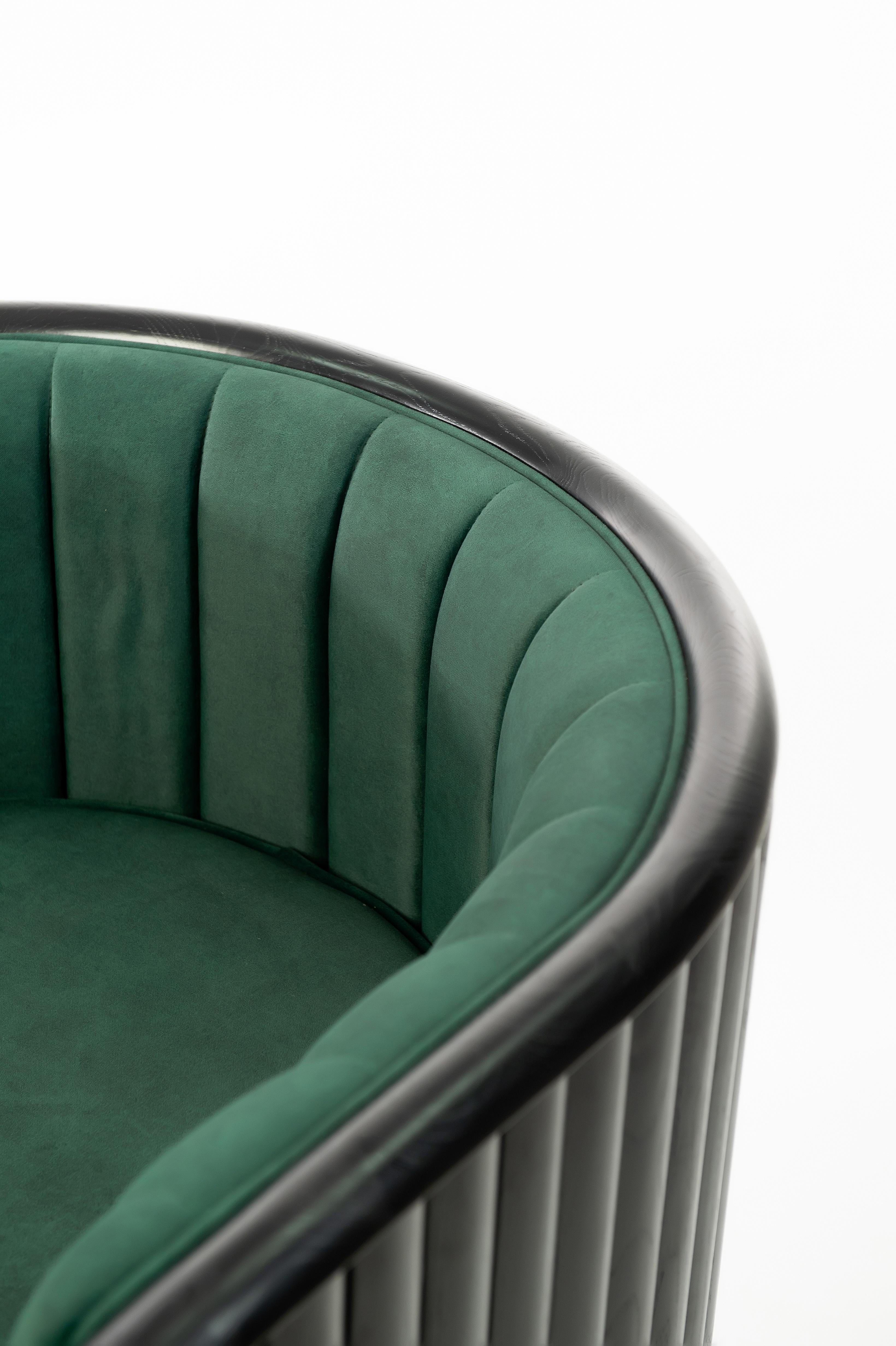 Modern Alton Wood Emerald Black Armchair For Sale 9