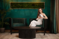 Modern Alton Wood Emerald Black Armchair