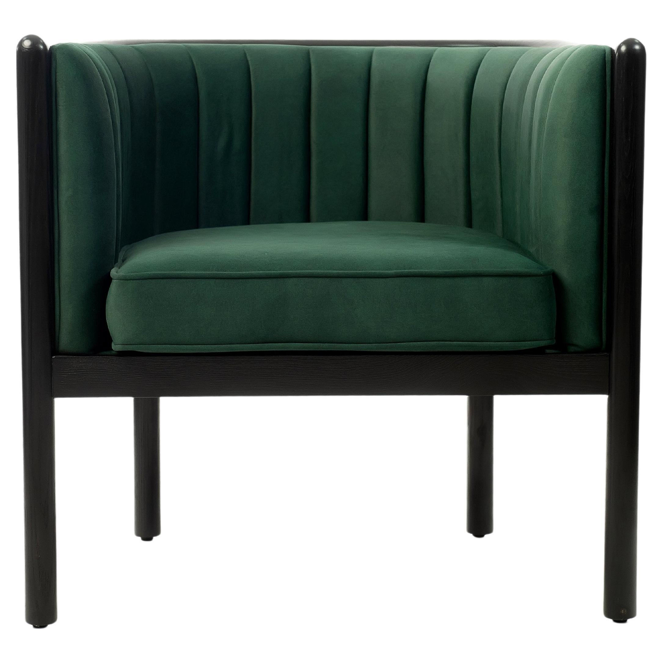 Modern Alton Wood Emerald Black Armchair For Sale
