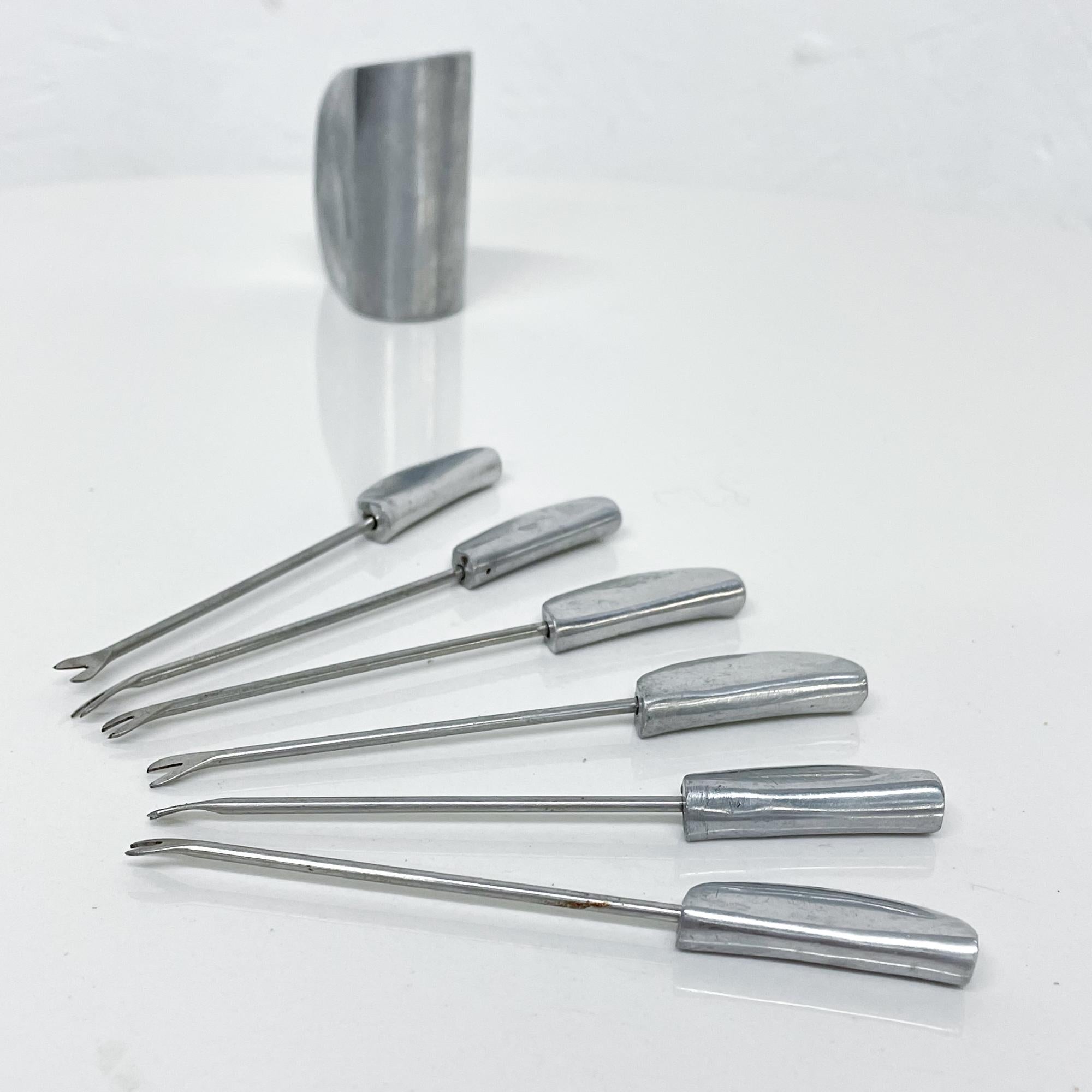 Modern Aluminum Appetizer Cutlery Flatware Forks Pick Sticks and Holder For Sale 1