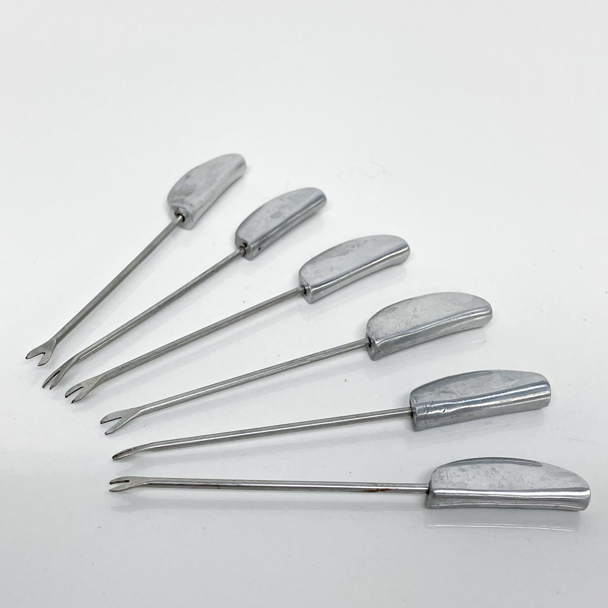 Modern Aluminum Appetizer Cutlery Flatware Forks Pick Sticks and Holder For Sale 4