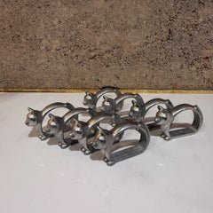 Moderne Aluminium Serviettenringe Katze Satz von acht (8)