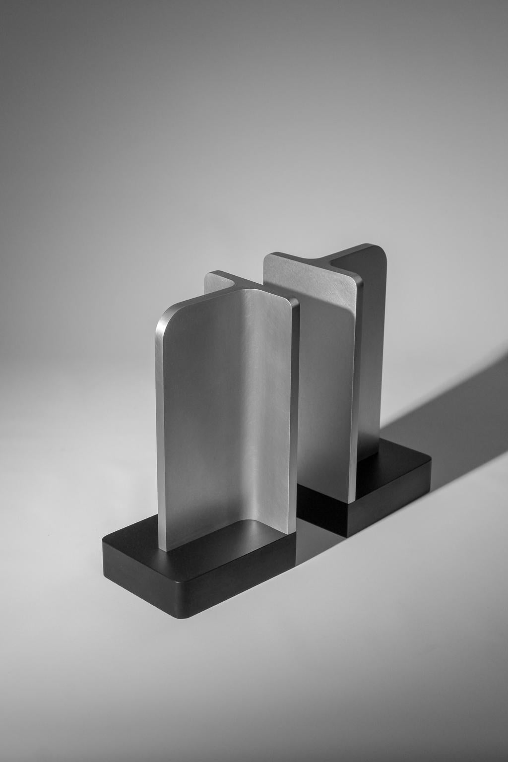 Post-Modern Modern Aluminum Sculptural Bookends For Sale